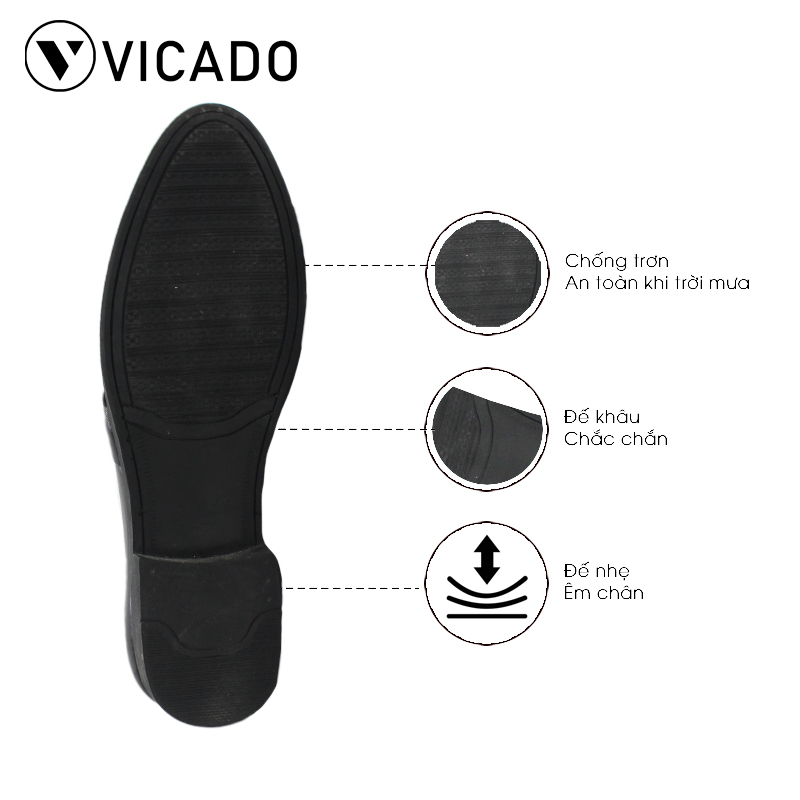 Giày nam da bò công sở Vicado VA1068 màu đen