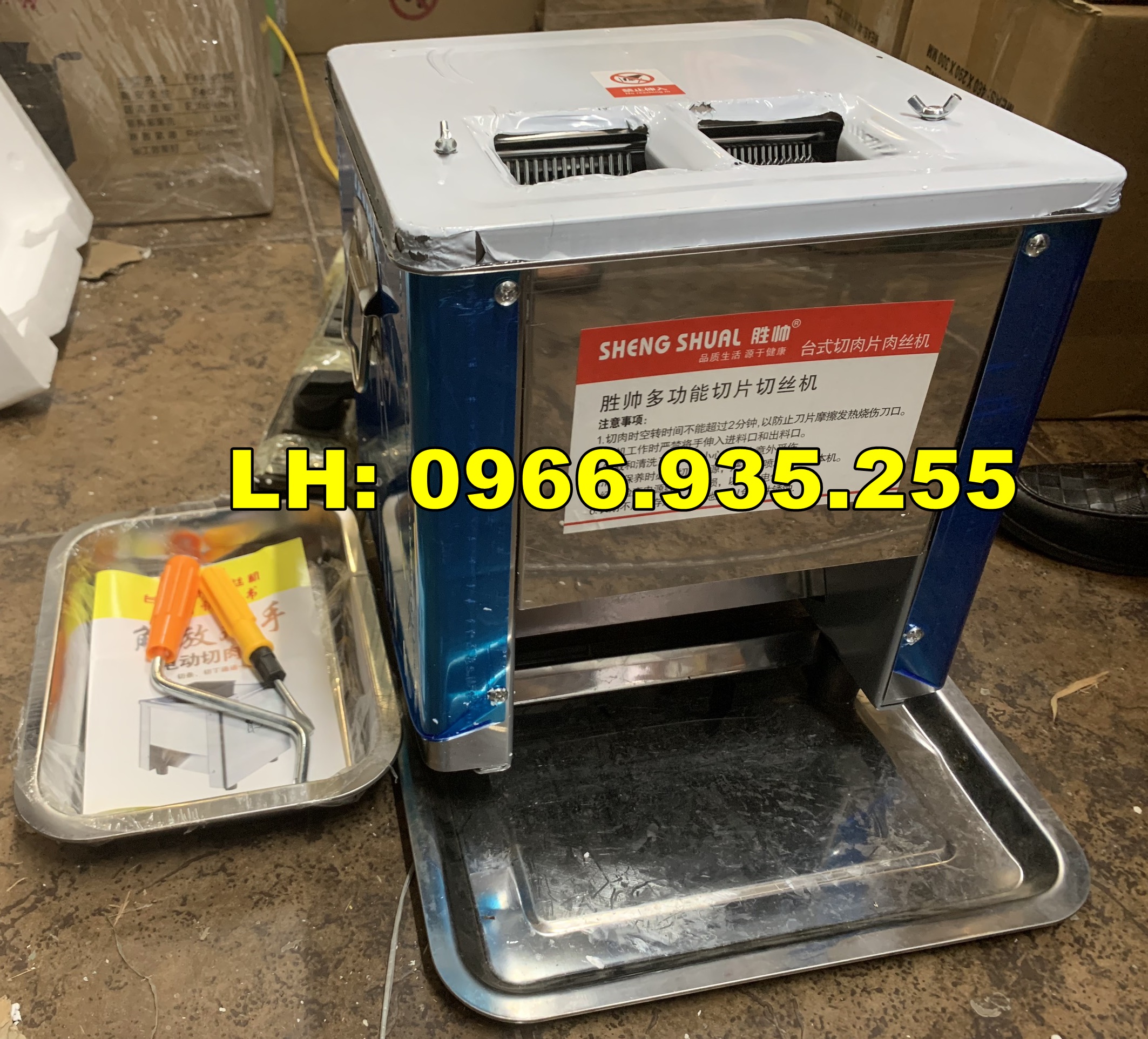 Máy thái thịt chín làm giò ,máy cắt thịt 2 ngăn SS80 nhập khẩu