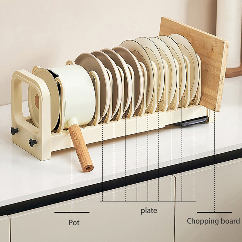 Bowl storage rack cabinet household multifunctional adjustable telescopic bowl rack kitchen table top pull drain bowl rack