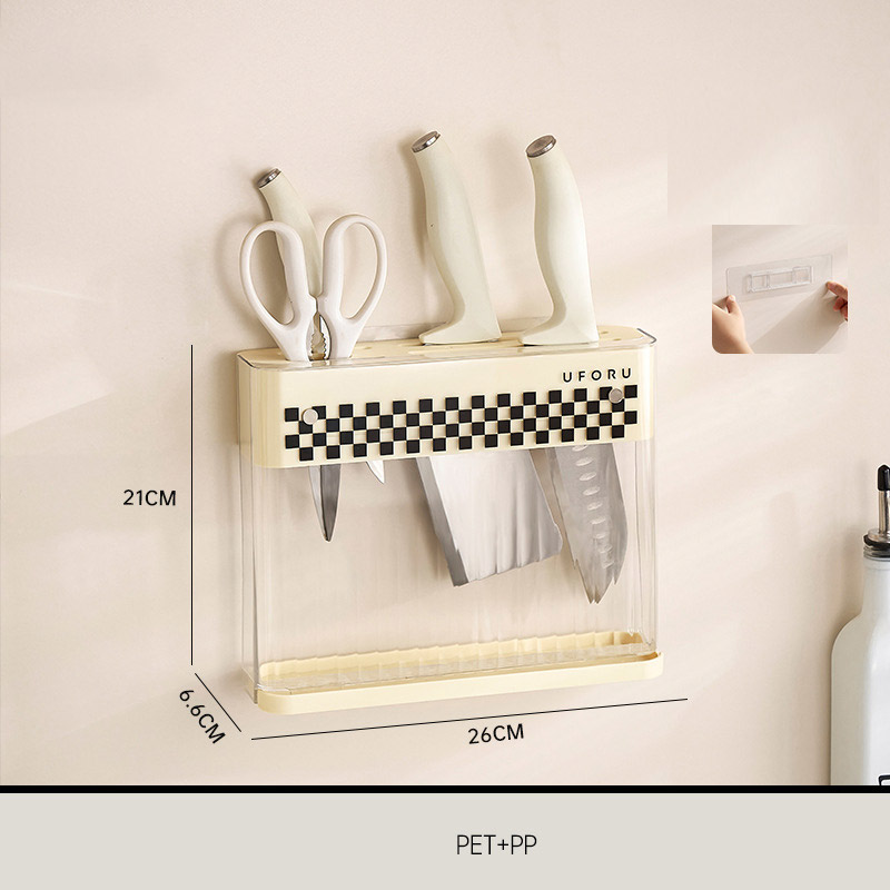 Storage Shelf Tool rack wall-mounted countertop, knife storage rack, kitchen wall-mounted, non-perforated light luxury plastic drainer holder