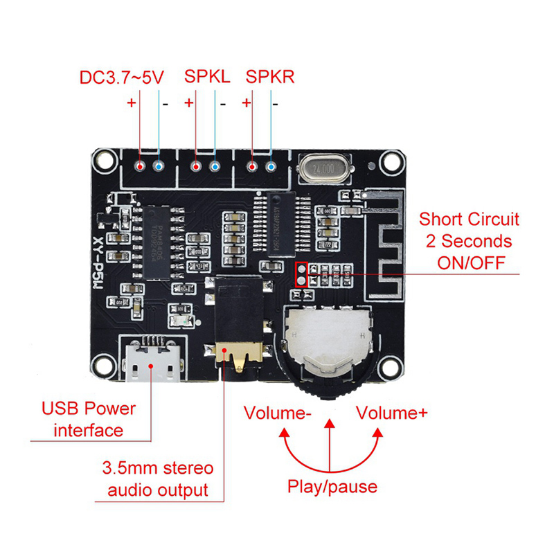 Bảng mạch khuếch đại Bluetooth âm thanh nổi 3W/5W pam8406 mô-đun bộ khuếch đại kỹ thuật số XY-P5W Loa Bluetooth tự làm