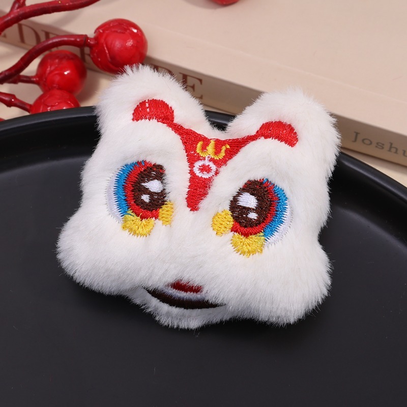 2Pcs Cartoon Plush Lion Awakening Doll New Year of the Dragon Festive Decor Girls Brooch Scarf Hat Clothing DIY Accessories Kid Toy Gift