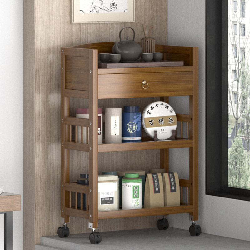shelf Tableware storage rack Multifunctional shelf for kitchen tea table Tea rack Small tea table Tea table Moving pulley Special shelf