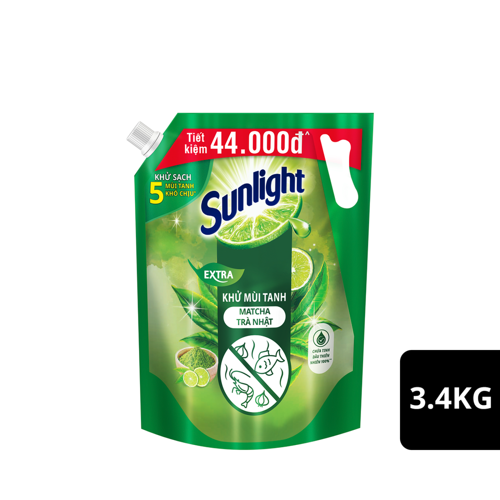 Nước Rửa Chén Bát Sunlight Trà Xanh Nhật Bản Túi 3.4KG