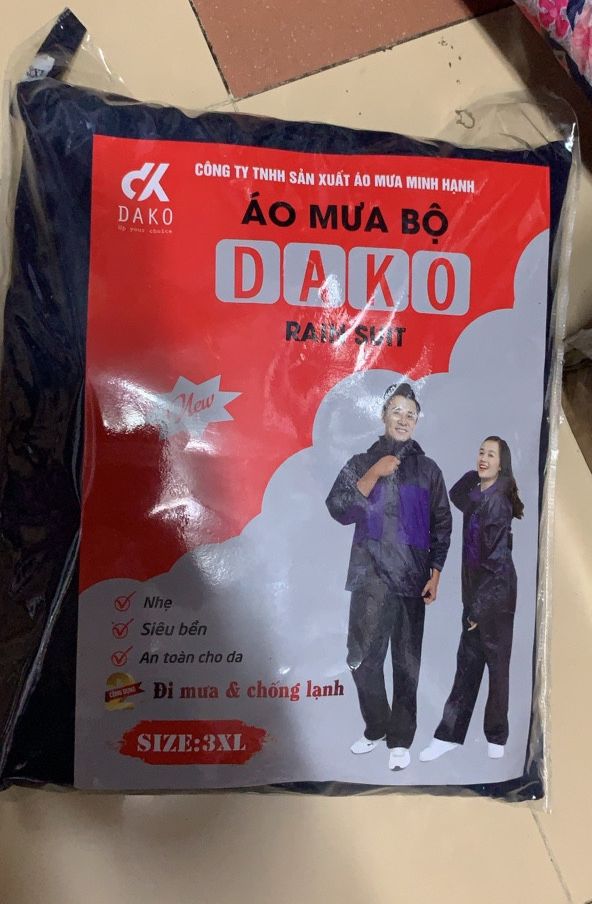 Áo Mưa Bộ Cao Cấp Vải Dù - Có dây phản quang ( Gồm Quần + Áo + Nón )