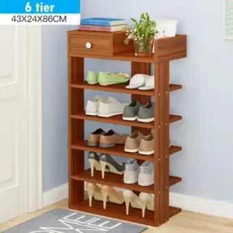 Corridor Shoe Rack Minimalist Sleek Wooden Cabinet Shelf 6 7 Tier