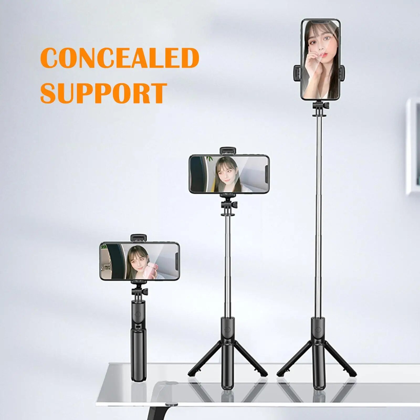 Jomaa Wireless Bluetooth Selfie Stick Tripod Foldable Bracket Bluetooth Remote Control Outdoor Anti-Shake Stabilizer for Cellphone Vlogging