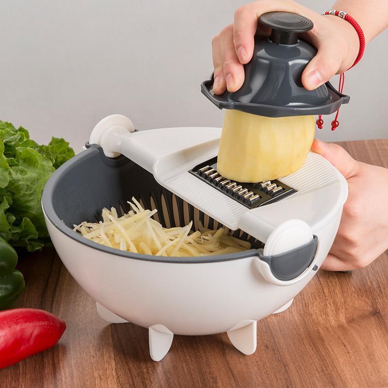 Household Multi-functional Vegetable Cutter, Kitchen Vegetable Cutting Artifact, Drain Basket, Shredding and Slicing, Wire Planer, Potato Silk Wiper