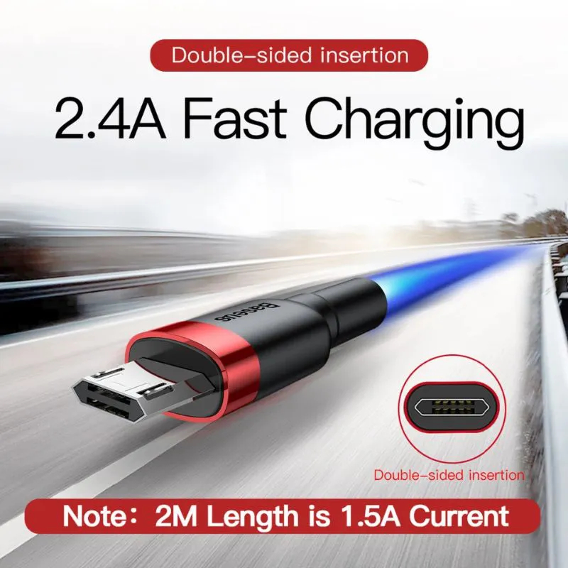 Cáp Sạc Baseus Cafule Micro USB dành cho Smartphone Android, Dây bọc dù siêu bền 1m/2m