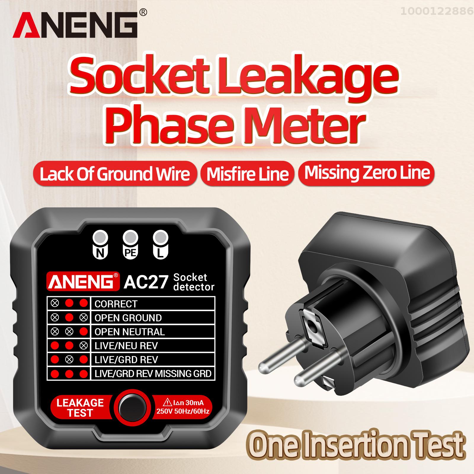 KKmoon aneng Outlet Tester 250V nhanh chóng phát hiện dụng cụ kiểm tra ổ điện receptacle Detector rò rỉ cắm phân cực mặt đất Dòng tự động điện mạch phân cực Vôn kế