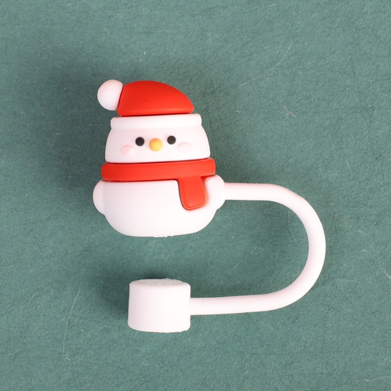 4pcs Elk Santa Claus Snowman Gift Box Silicone Straw Cap, Reusable Straw  Plug, Suitable For 6-8mm Straws, Cup Accessories, Christmas Gift