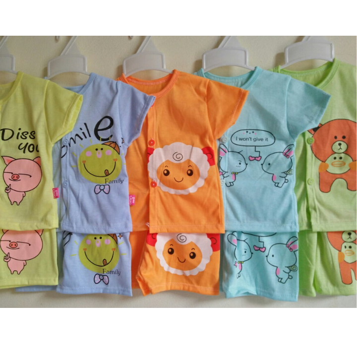 Combo 5 bộ cộc cotton cúc giữa cho bé
