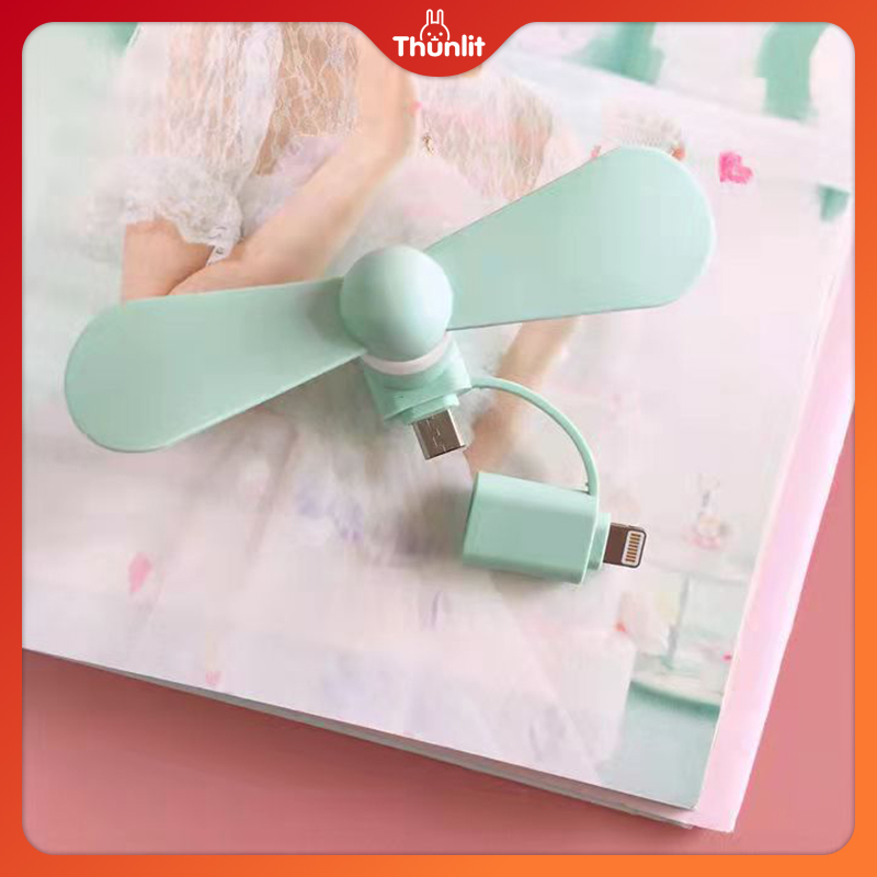 Quạt điện thoại di động mini cầm tay Thunlit 2 in 1 cho Type-C&iPhone&Android