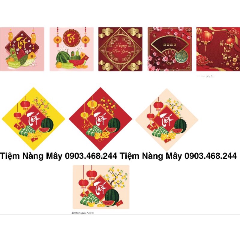 Tem dán tết , tem decal năm mới 2024 các mẫu