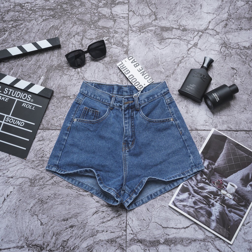 Quần short jean nữ lưng cao , co giãn