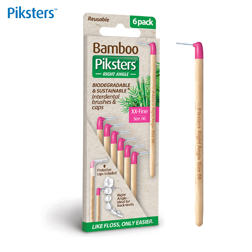 Piksters Bamboo Interdental Brushes Right Angle (6 brushes/pack