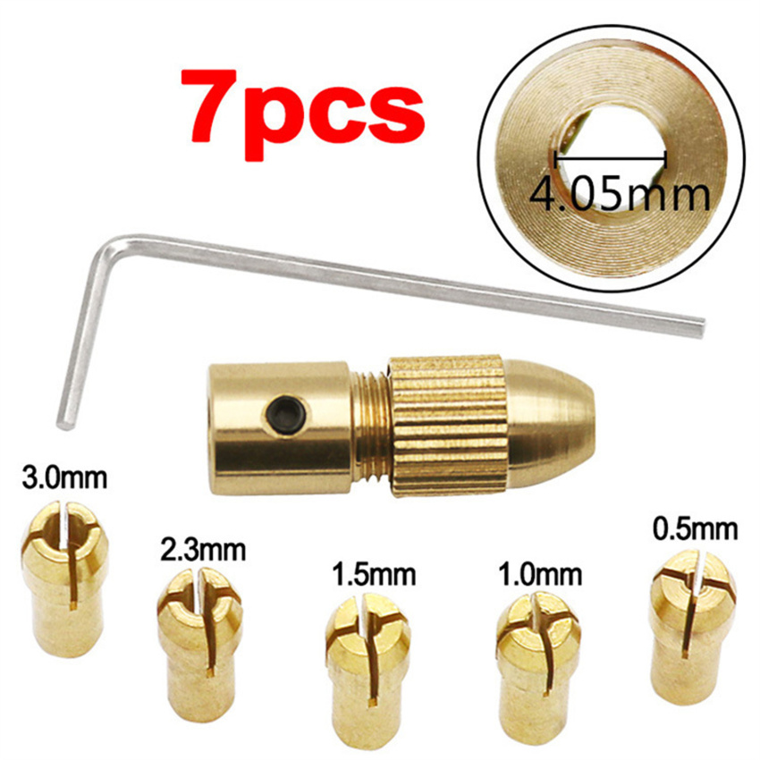 7PCS/lot Mini Drill Brass Collet Chuck for Dremel Rotary Tool 0.5-3.0mm Brass and Nut for Dremel Accessories Set