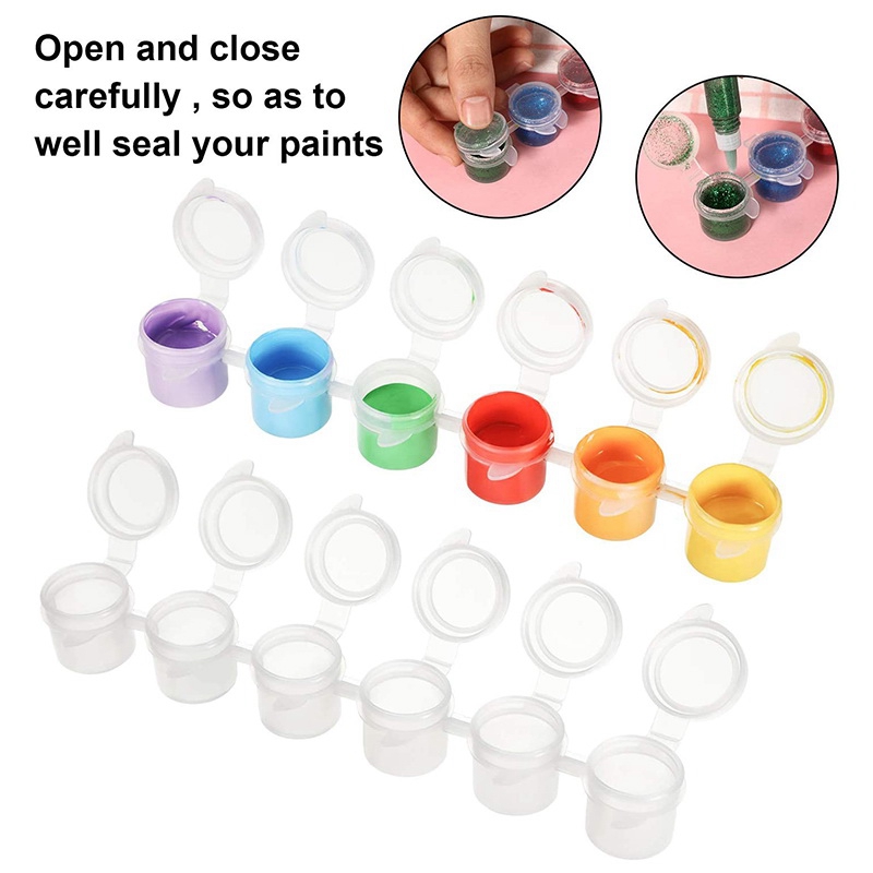 50 Strips Empty Paint Strips Paint Cup Pots Clear Storage Paint Containers  Mini Painting Cup Pot 3Ml/ 0.1 Oz 