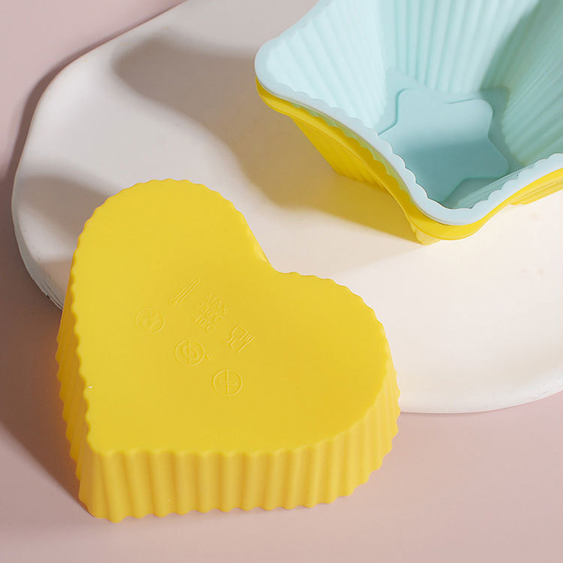 2Pcs/Set Silicone Cake Cup Mold 3D Round Square Heart Shape Cake Cup Muffin Cupcake Kitchen Bakeware Maker DIY Cake Decor Tools.