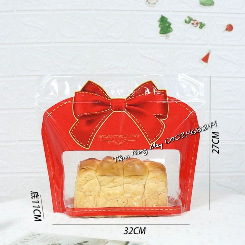 Túi zip hình nơ đỏ size Trung, Đại 10 túi