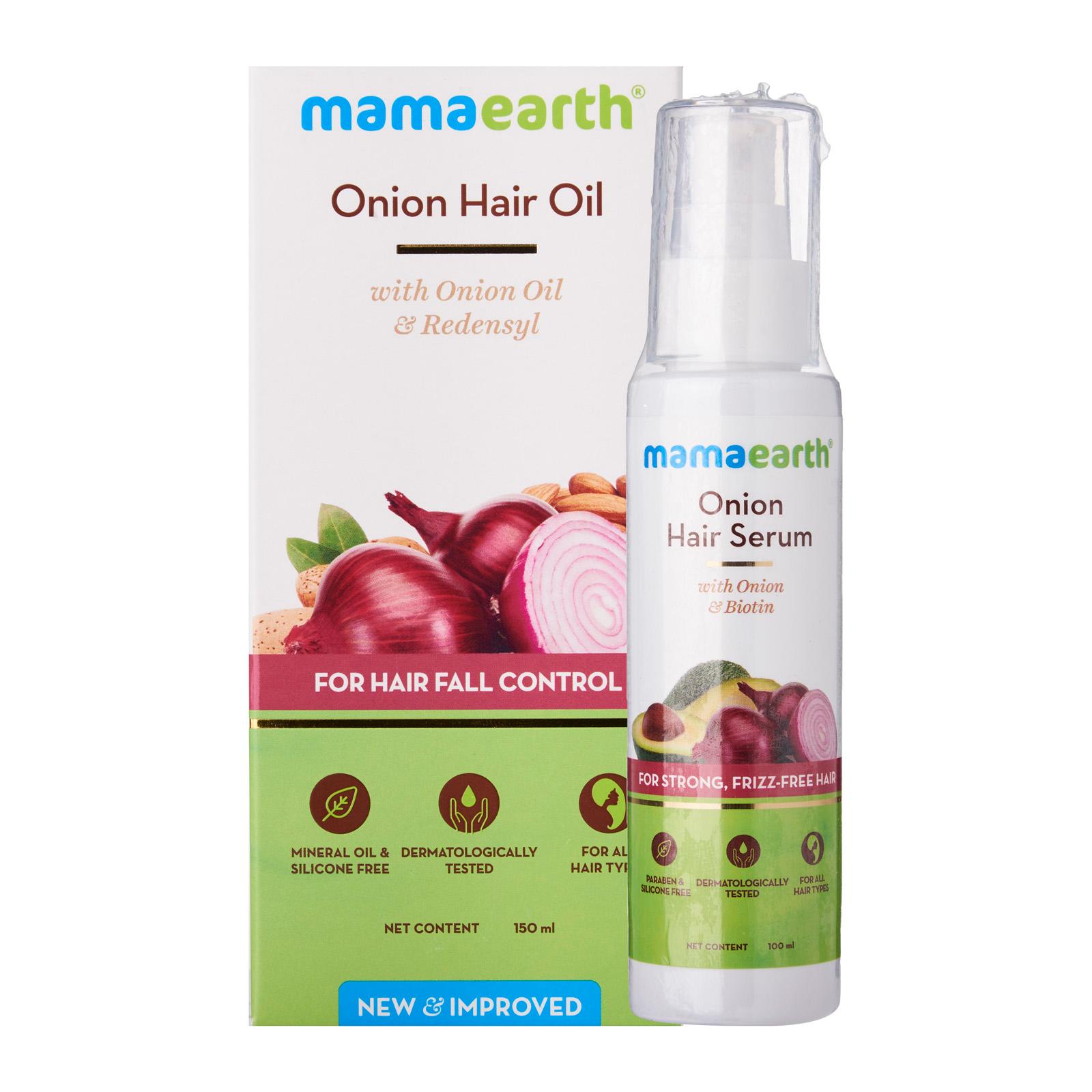 Mamaearth Onion Hair Serum And Hair Oil Combo Hair Serum 100ML Plus ...