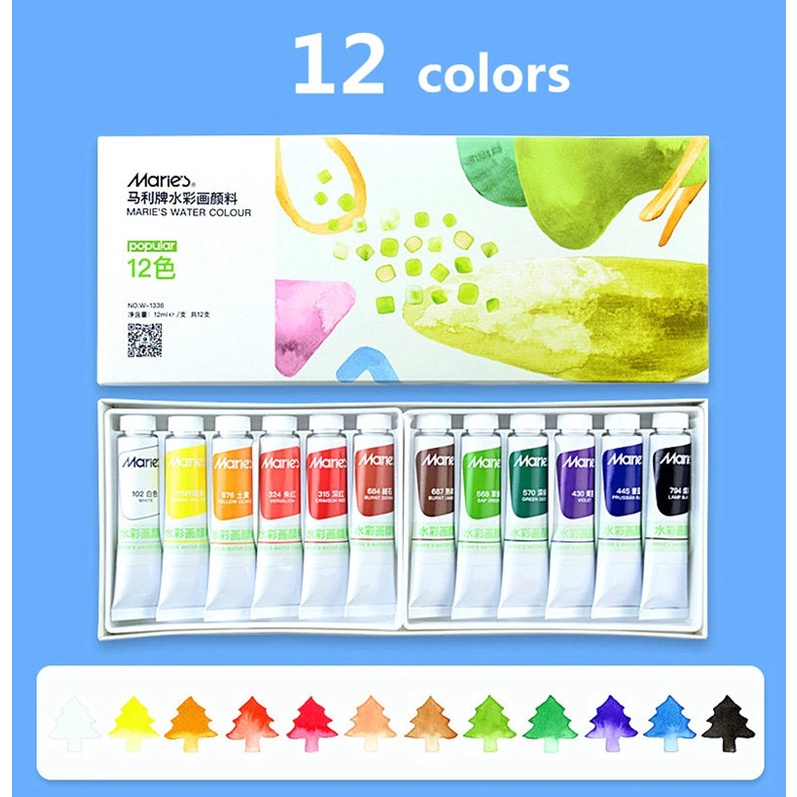 Màu nước Maries dạng tuýp 12ml (set 12/18/24/36 màu) Water color