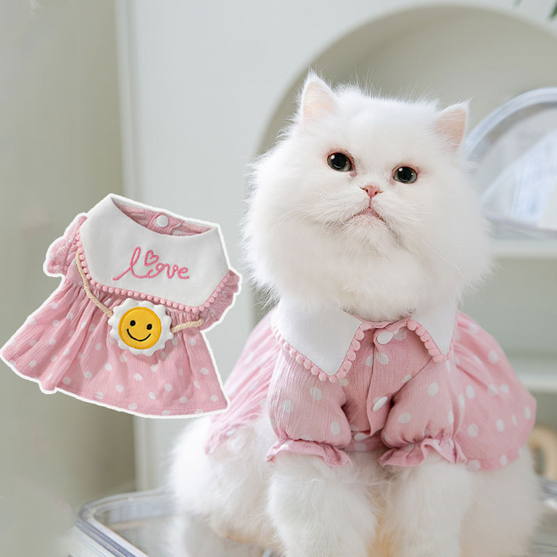 váy đầm tiểu thư chấm bi cho chó mèo - T3 PETS SHOP