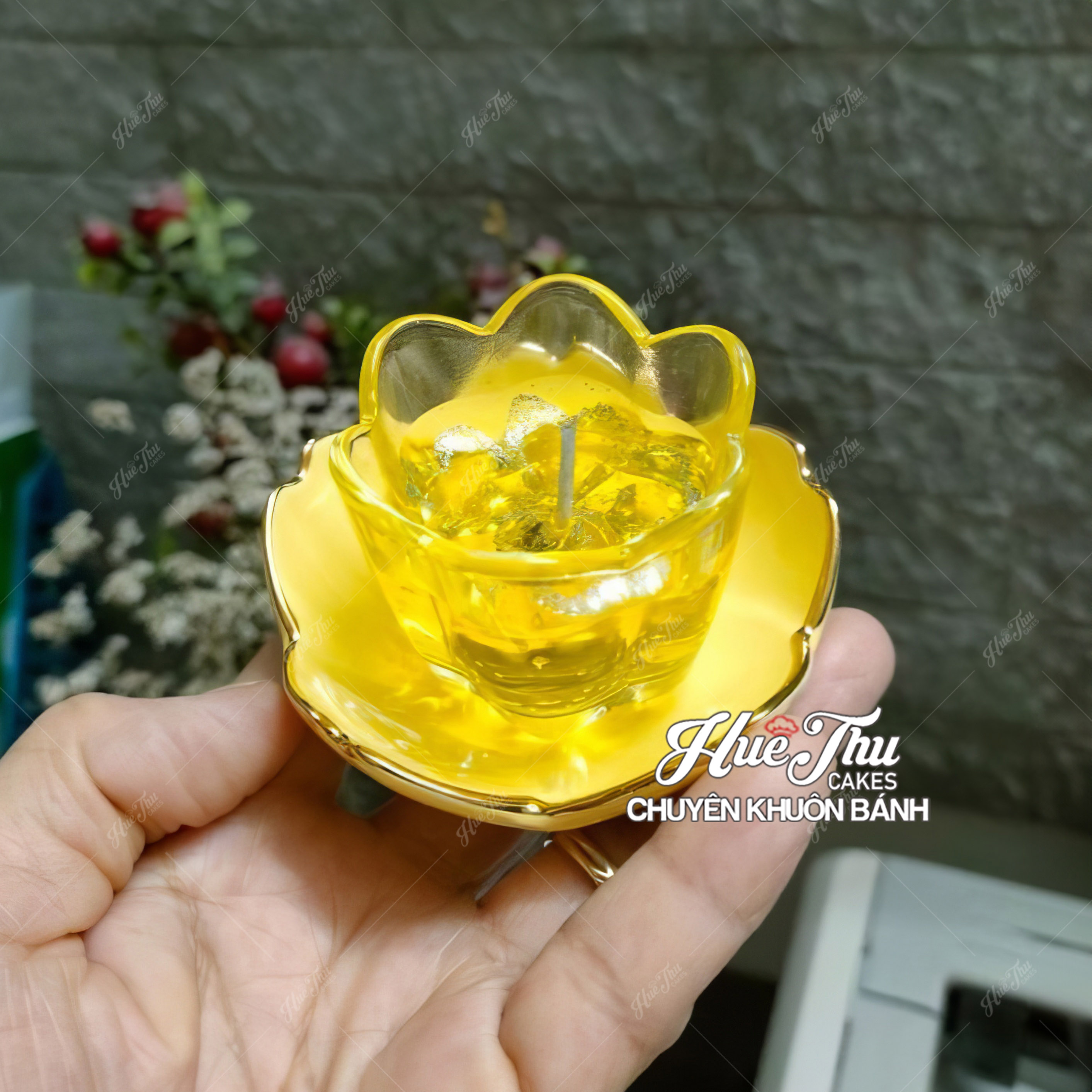 Nến Hoa Mai decor bàn tiệc, mâm cúng, cúng dường, thắp hương