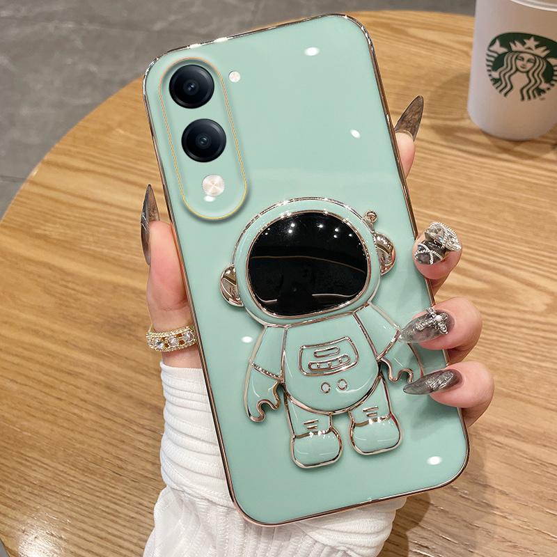 New Phone case Vivo Y04 / Y04S Back cover Shining Astronaut Spaceman Bracket Holder Design soft plating for Vivo Y04S / Y04 case. 
