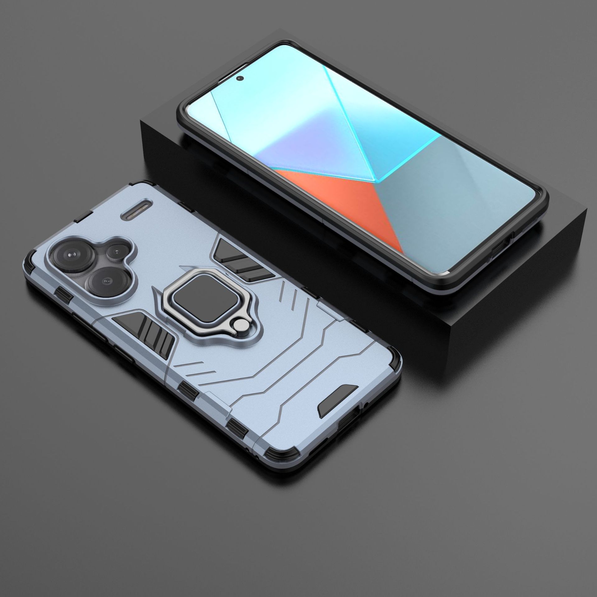 Xiaomi Redmi Note 13 Pro Plus Shockproof Phone Case with Adjustable Cell Phone Ring Holder Finger Stand.