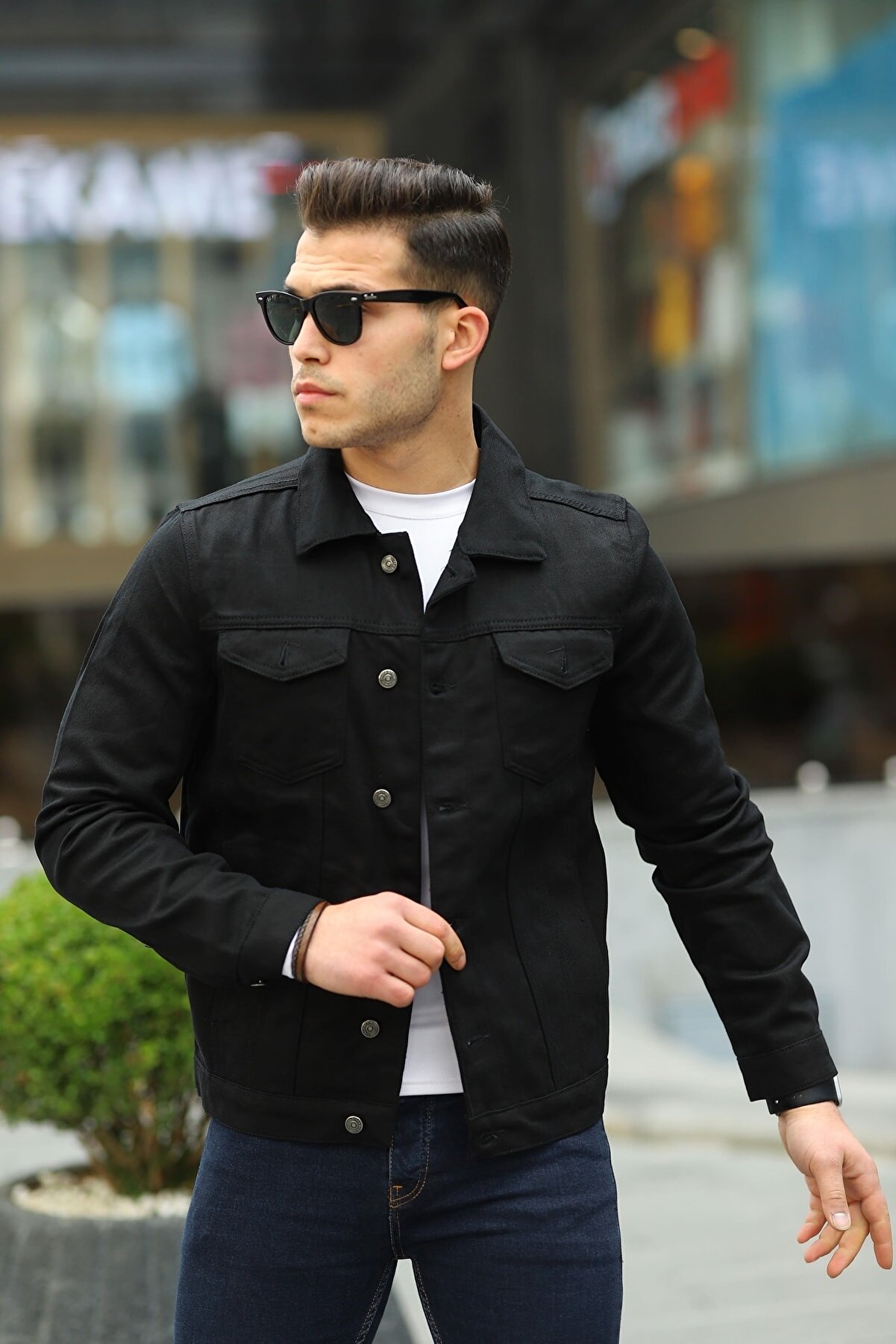 Men's Stylish Black Denim Jacket Versatile Durable By Knockout
