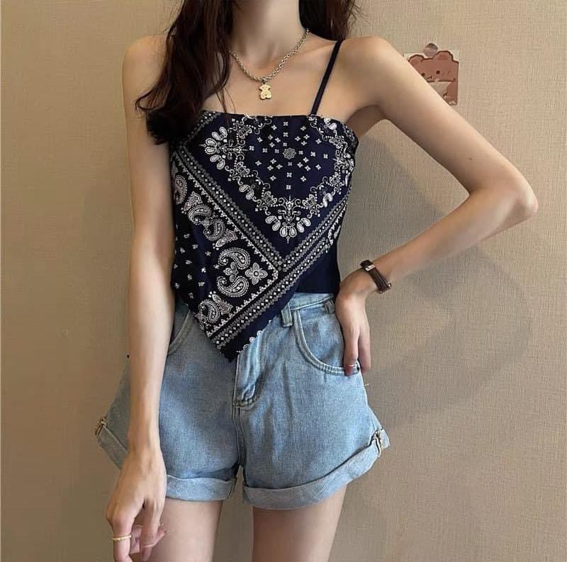 (ảnh thật) Áo 2 dây yếm thổ cẩm siêu xinh