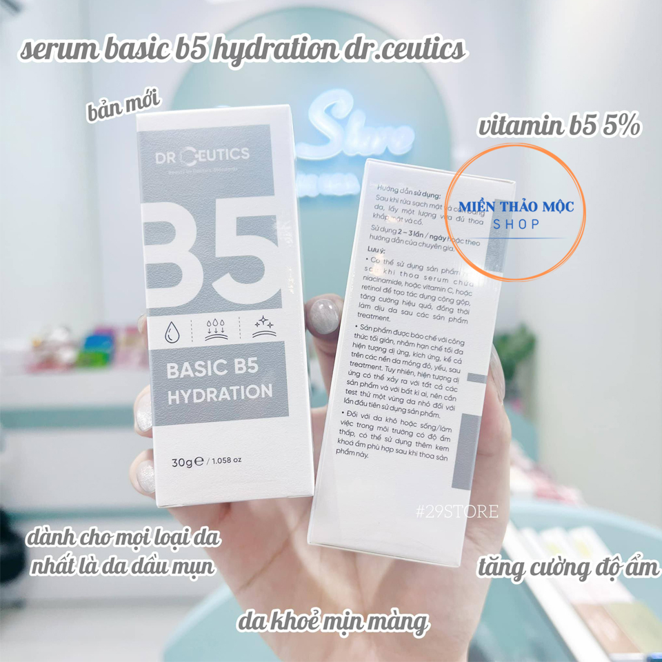 Serum cấp ẩm phục hồi da phù hợp da dầu mụn Basic B5 Hydration DrCeutics