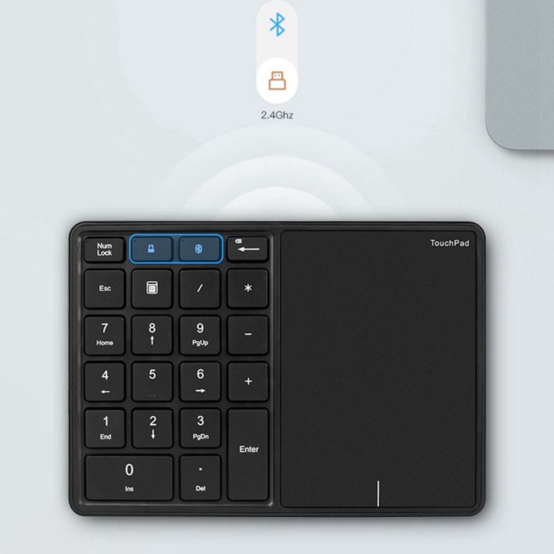Mini 2.4G Bluetooth Keyboard Numeric Keypad 22 Keys Digital Keyboard with Touchpad for Windows IOS Android