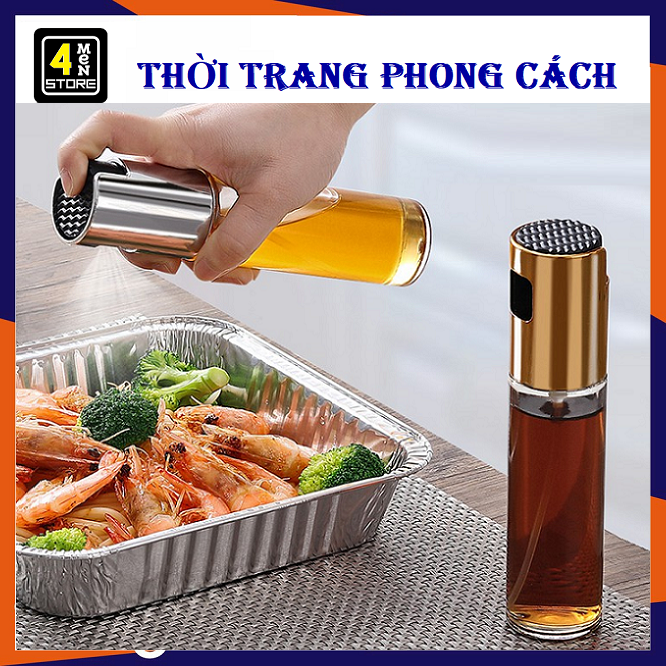 Bình xịt dầu ăn phun sương cho nồi chiên không dầu chai thủy tinh cao cấp 100ml , Chai xịt dầu ăn