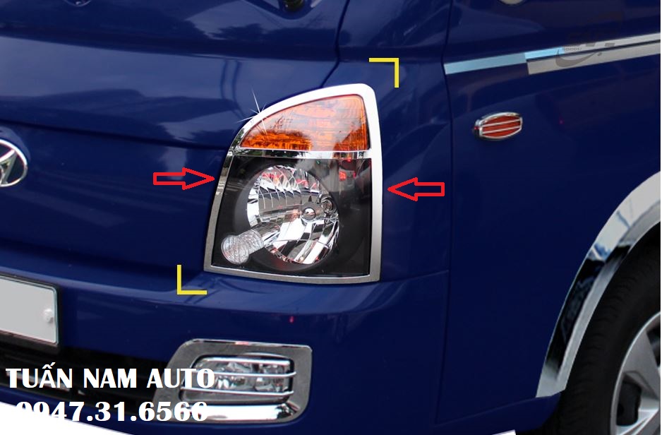 Ốp mạ xi inox đèn pha đèn trước porter 2 h150 h100 xe tải hyundai