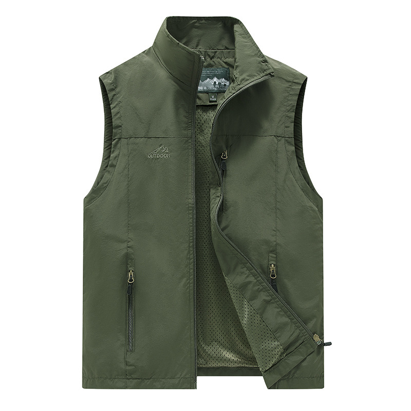 【In-Demand Item】 FGKKS Spring New Men Waistcoat Outdoor Leisure Solid Color Vest Young Middle-aged Photography Fishing Casual Vest Jacket Male.