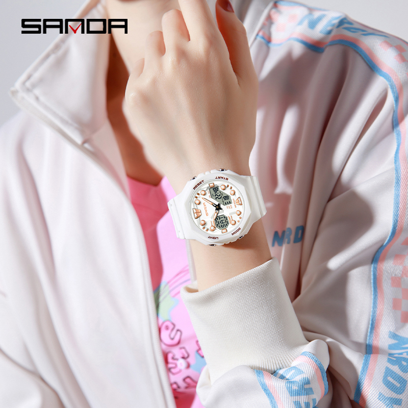 Sanda Large Dial Multifunctional Trendy Urban Outdoor Waterproof Sports Men's Watch SD6200-1. 