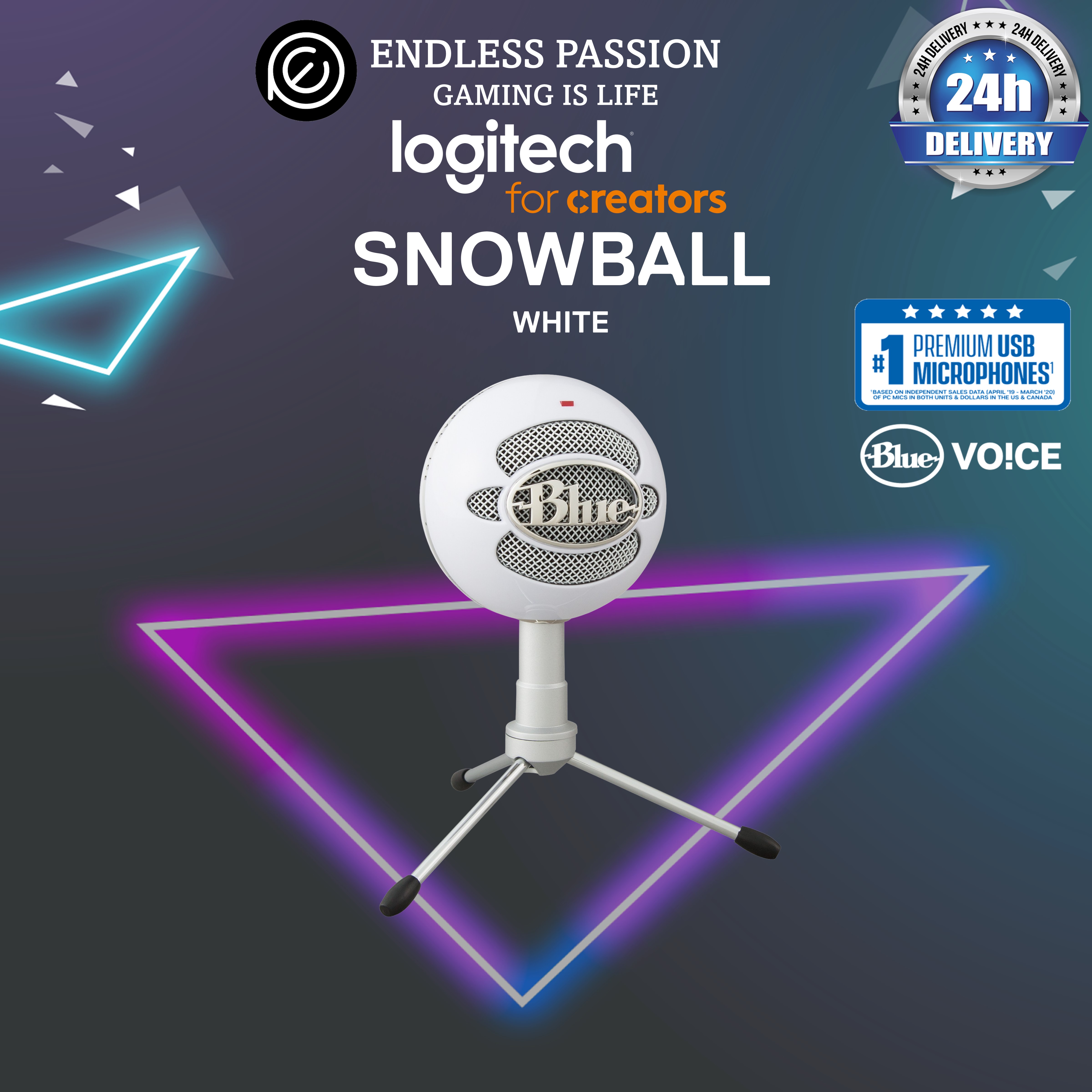 Blue Snowball iCE Condenser Microphone, Cardioid Black/White Logitech for Creators Lazada