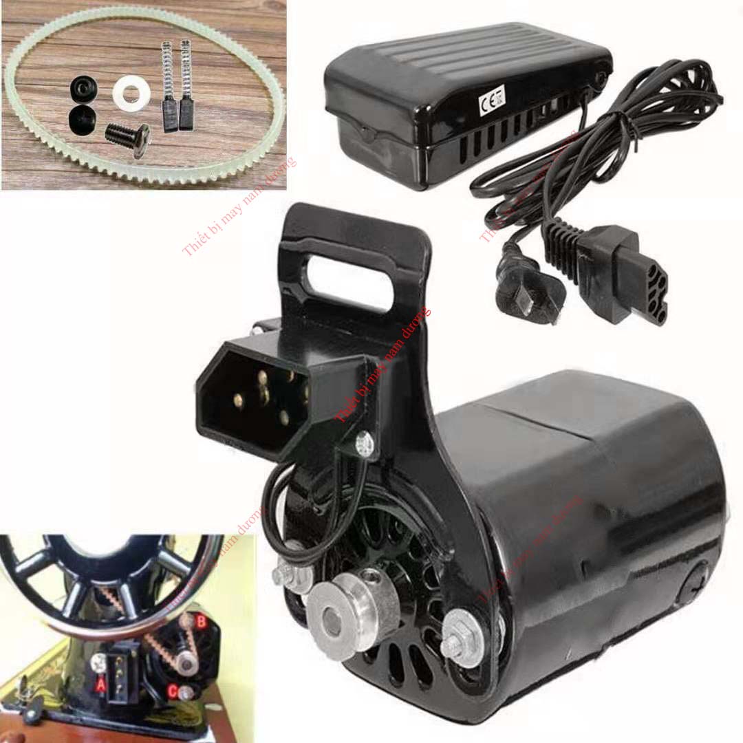 Mô tơ máy may gia đình 180W  (motor+bàn ga+dây curoa)