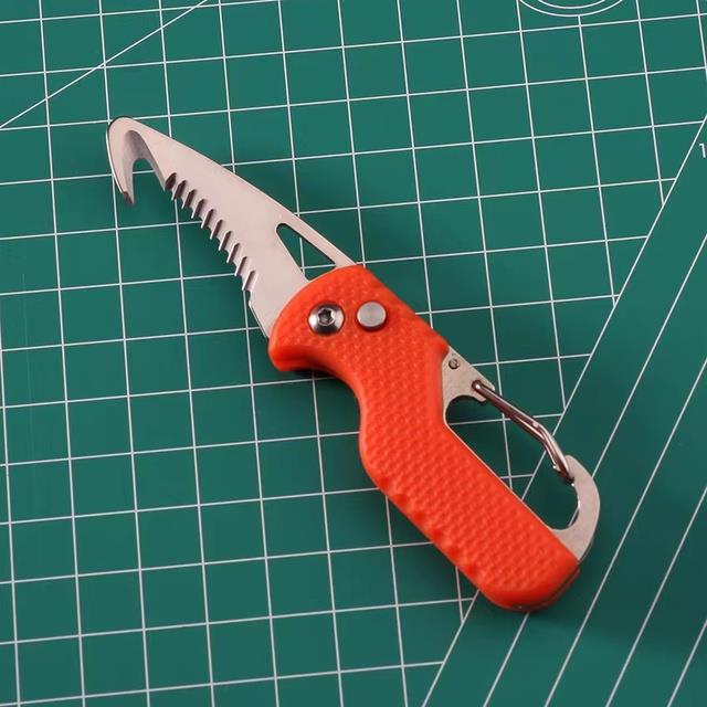 ☞♙☫ Portable Multifunctional Express Parcel Knife Keychain Serrated Hook  Carry-On Unpacking Emergency Survival Tool Box Opener