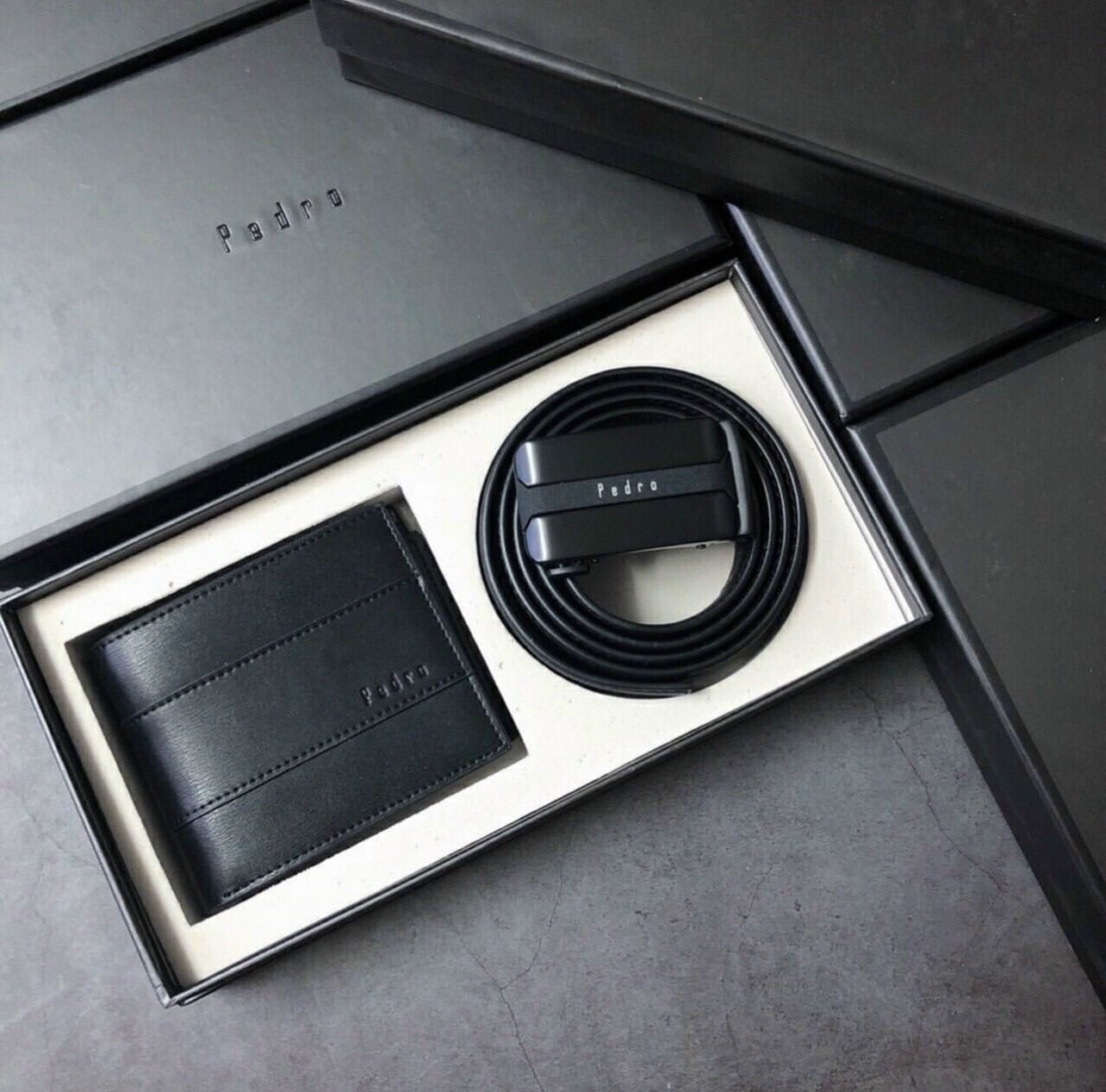 Set Ví Thắt Lưng PEDRO nam full box, túi giấy hàng