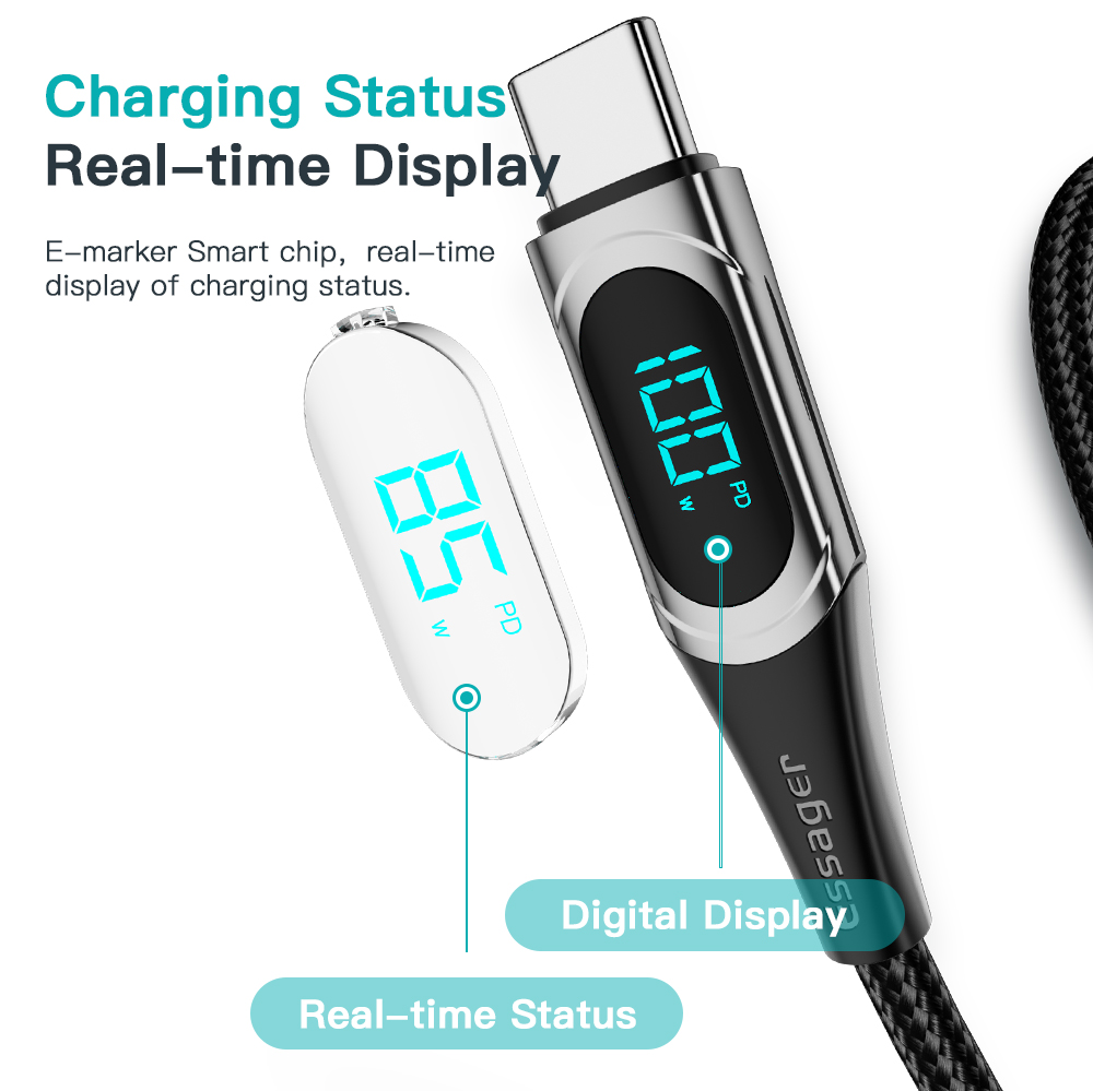 Essager Cáp USB C PD 100W Cáp Dữ Liệu Hiển Thị Kỹ Thuật Số Type C Sang Type C 5A Cáp Sạc Nhanh Cho Xiaomi Samsung Huawei Cáp Ngày Type C Cho Máy Tính Bảng