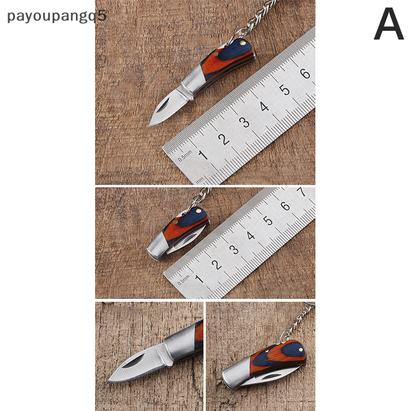 Payoupangq5💕Gift💕Cheap💕 Thép không gỉ Unboxing mini gấp dao cầm tay lưỡi nhỏ cầm tay Keychain nhỏ treo ngoài trời cắm trại EDC dao