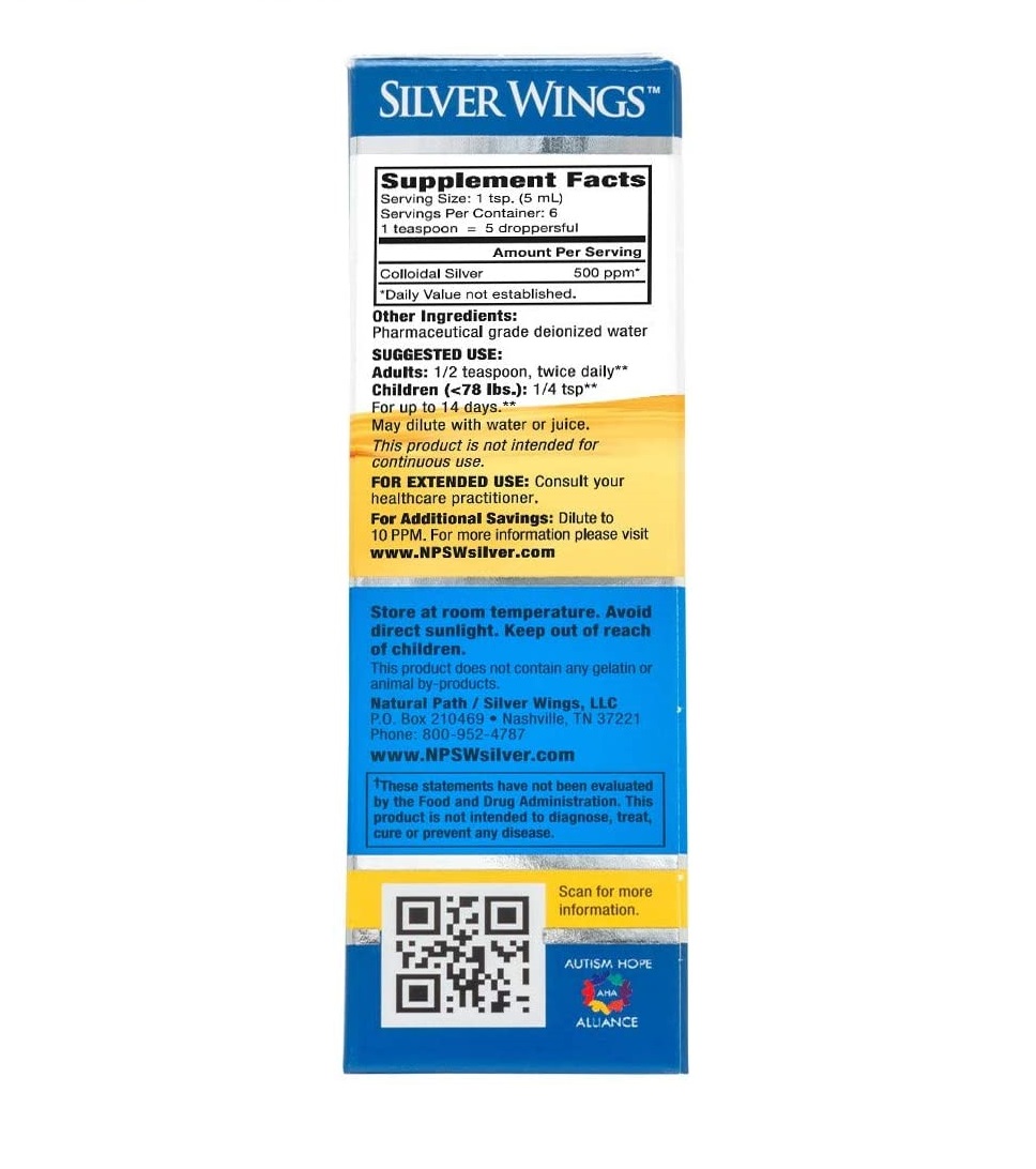 Keo Bạc Natural Path Silver Wings Silver Colloidal Silver 500PPM 30 ml