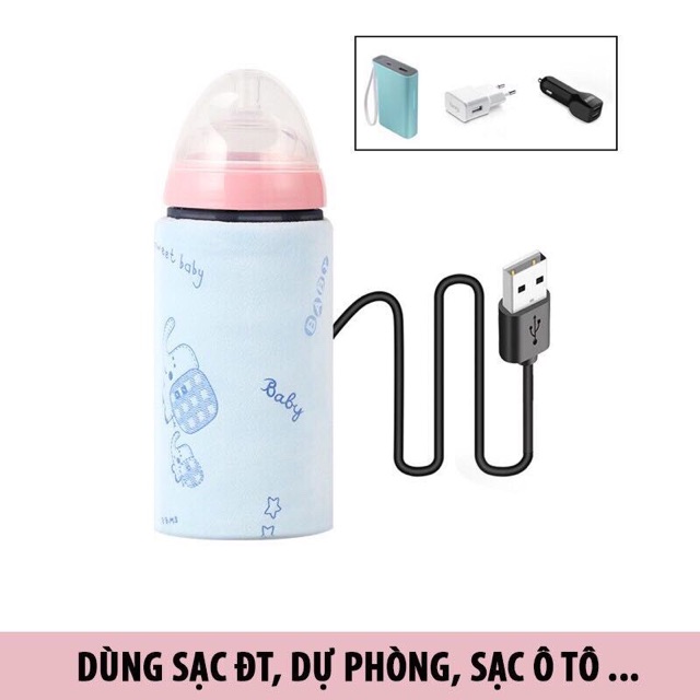 Túi ủ ấm bình sữa Thái Lan (có sạc USB₫