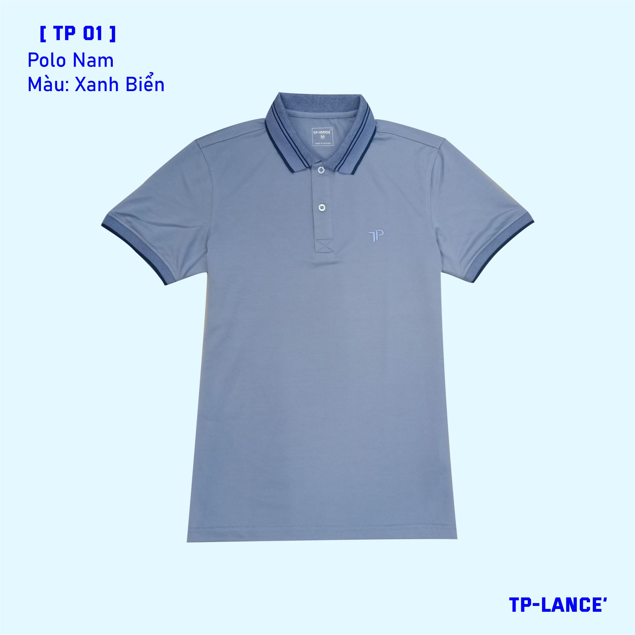 [ MÀU XANH CỔ VỊT ] ÁO POLO CỔ BẺ TP-LANCÉ form Basic, phối bo cổ - chất liệu cotton pha