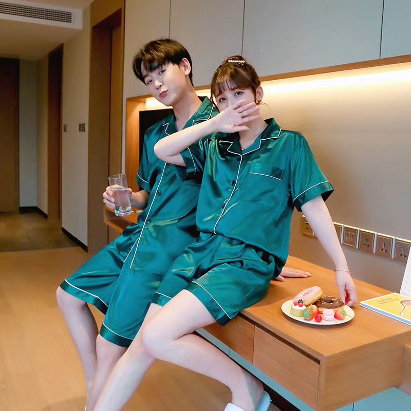 Bộ Đồ Ngủ Pijama Bằng Lụa Bóng Gợi Cảm Cho Cặp Đôi