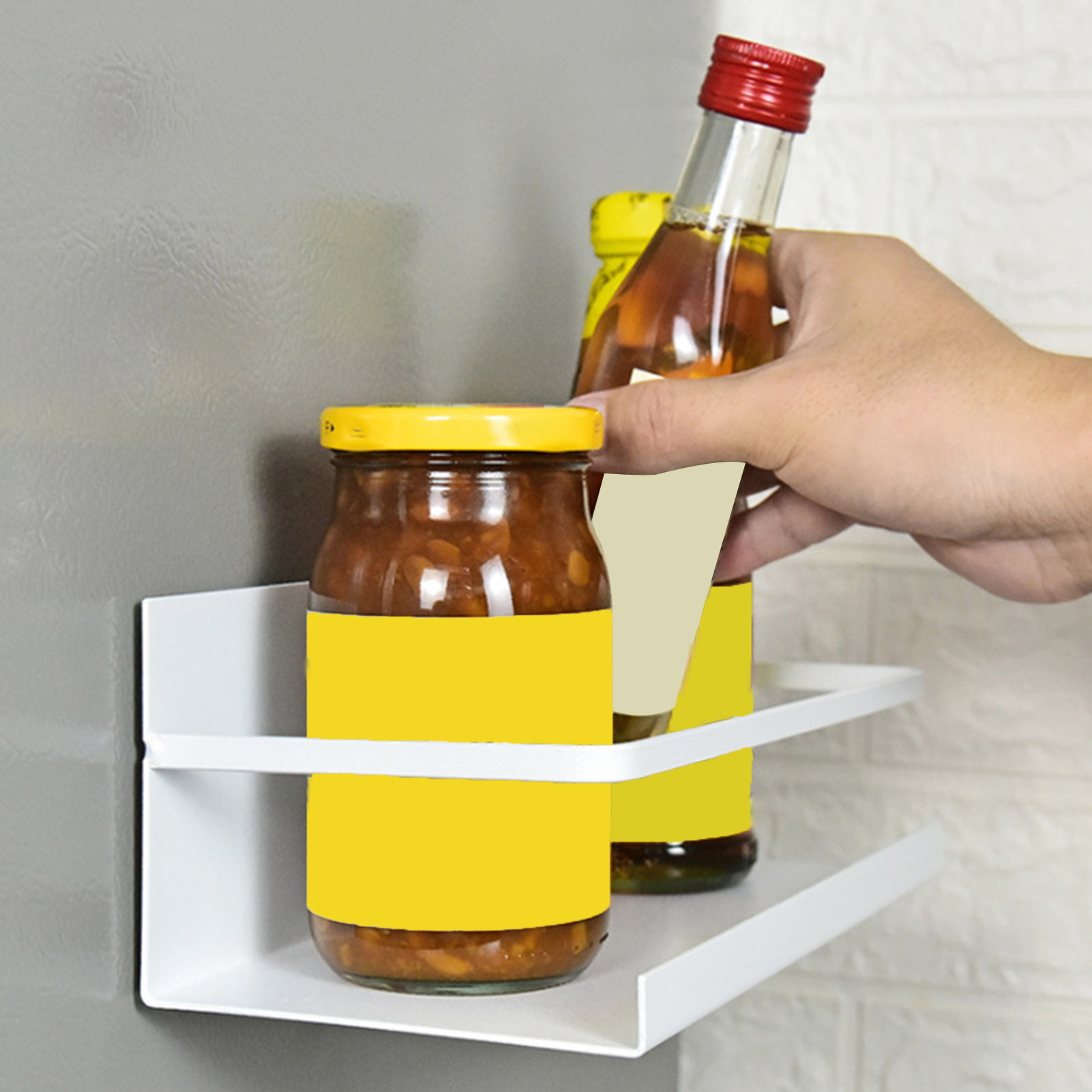 Secure Guardrail Design Refrigerator Shelf Refrigerator Side Shelf Space-saving Magnetic Spice Storage Rack with Heightened Guardrail Design Ideal Kitchen Organizer