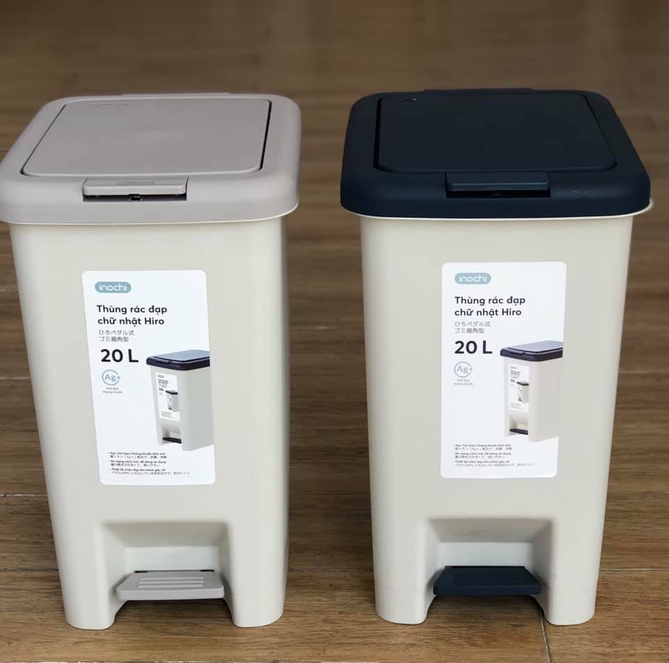 Thùng rác đạp chữ nhật Inochi Hiro (10L-15L-20L-30L)